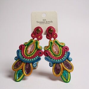 Treasure Jewels  Sunset Earrings Handmade Colorful Statement Dangle Boho Jewelry